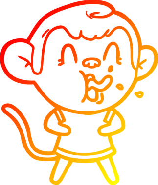 İnsan tarafından çizilmiş çılgın bir çizgi maymunun sıcak çizgi çizimi