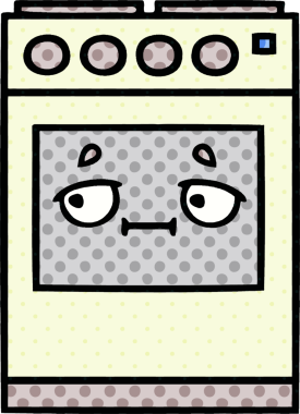 Bir insan tarafından çizilmiş mutfak fırınının çizgi romanı.