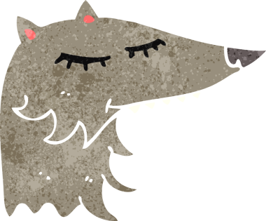 Bir insan tarafından çizilmiş bir kurt çizgi filmi.