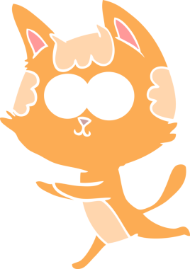 Bir insan tarafından çizilmiş mutlu düz renkli çizgi film kedisi