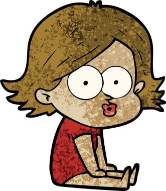 Çizgi film kızı somurtuyor bir insan tarafından