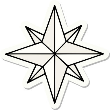 Bir insan tarafından çizilmiş geleneksel bir yıldız stiliyle dövme çıkartması.