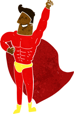 Bir insan tarafından çizilmiş süper kahraman çizgi filmi.