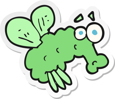 Bir insan tarafından çizilmiş bir sineğin çıkartması.