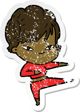 Bir insan tarafından çizilmiş mutlu bir karikatür çıkartması.