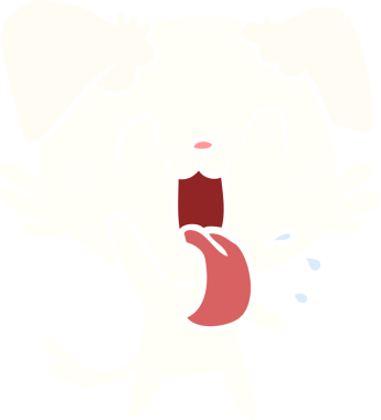 Bir insan tarafından çizilmiş düz renk çizgi film soluyan köpek.