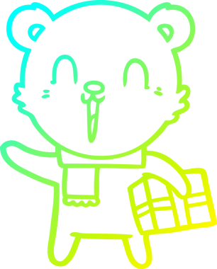 Bir insan tarafından çizilmiş mutlu çizgi film ayısının soğuk gradyan çizimi