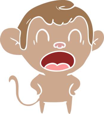 Bir insan tarafından çizilmiş düz renkli çizgi film maymunu