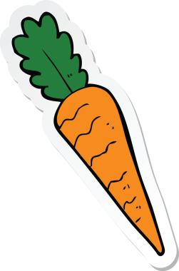 Bir insan tarafından çizilmiş havuç etiketi.