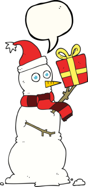 Bir insan tarafından çizilmiş serbest konuşma balonu kardan adam resmi.