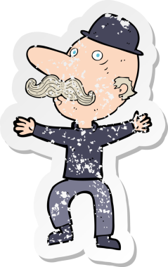 Bir insan tarafından çizilmiş zengin bir adamın karikatür yapıştırması.