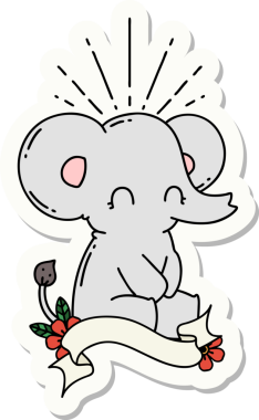 Bir insan tarafından çizilmiş dövme stili şirin bir fil.