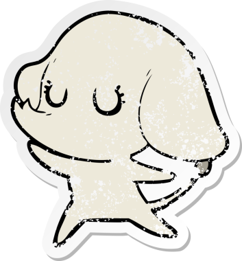 Bir insan tarafından çizilmiş şirin bir filin sıkıntılı çıkartması