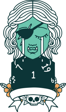 Retro Dövme Tarzı Ağlayan Ork Haydut Karakteri Bir insan tarafından çizilmiş doğal bir rulo