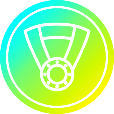 Bir insan tarafından çizilmiş havalı gradyan bitiş ile madalya ödüllü dairesel simge
