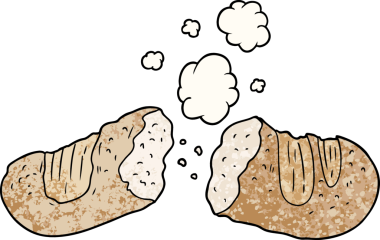 Bir insan tarafından çizilmiş taze ekmek karikatürü.