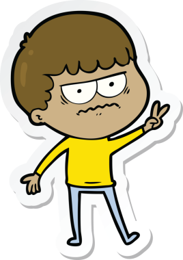 Bir insan tarafından çizilmiş bir karikatür çıkartması.