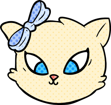 Bir insan tarafından çizilmiş sevimli çizgi film kedisi.