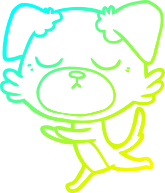 Bir insan tarafından çizilmiş şirin bir çizgi köpeğin soğuk gradyan çizgisi.