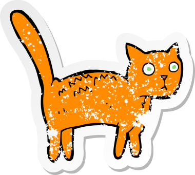 Bir insan tarafından çizilmiş korkmuş bir kedinin gerilimli çıkartması.