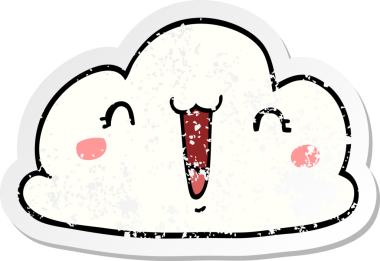 Bir insan tarafından çizilmiş şirin bir karikatür bulutunun sıkıntılı çıkartması.