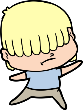 Bir insan tarafından çizilmiş dağınık saçlı çizgi film çocuğu.