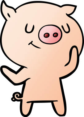 Bir insan tarafından çizilmiş mutlu çizgi film domuzu.