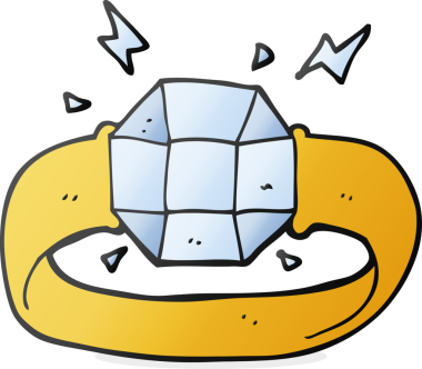 Bir insan tarafından çizilmiş büyük bir mücevher olan serbest çizim çizgi film halkası.