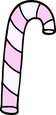 Bir insan tarafından çizilmiş pembe şeker kamışları.