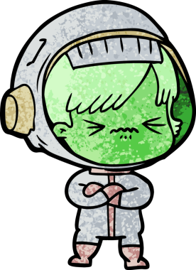 Bir insan tarafından çizilmiş astronot kadın.