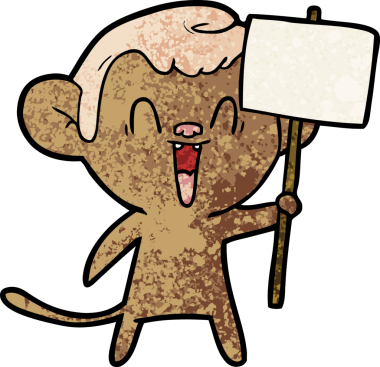 Bir insan tarafından çizilmiş gülen maymun çizgi filmi