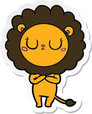 Bir insan tarafından çizilmiş karikatür aslanının çıkartması.