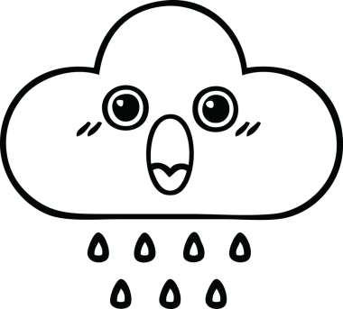 Bir insan tarafından çizilmiş yağmur bulutunun çizgi çizimi