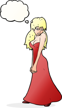 Bir insan tarafından çizilmiş düşünce balonlu güzel bir kadın.