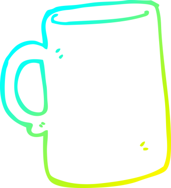 Bir insan tarafından çizilmiş bir karikatür kupasının soğuk gradyan çizimi