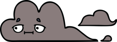 Bir insan tarafından çizilmiş fırtına bulutunun sevimli karikatürü.