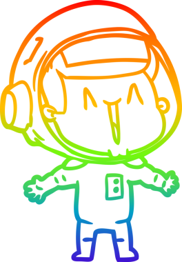 gökkuşağı gradyan çizimi mutlu bir çizgi astronot çizimi bir insan tarafından çizildi