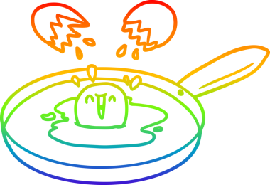 Gökkuşağı gradyan çizgi çizimi Bir insan tarafından çizilen yumurta karikatürü