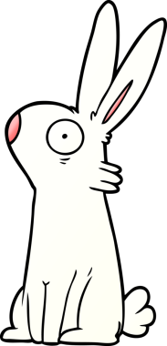 Çizgi film bir insan tarafından çizilmiş ürkmüş tavşan.