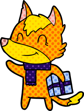 Bir insan tarafından çizilmiş tilki çizgi film karakteri.