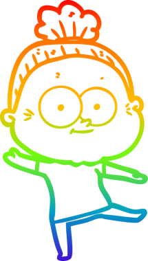 Gökkuşağı gradyan çizgi çizimi Bir insan tarafından çizilmiş mutlu yaşlı kadın