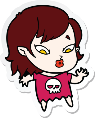 Bir insan tarafından çizilmiş şirin bir vampir kızın çıkartması.