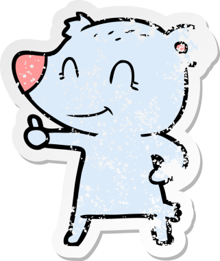 Bir çizgi film ayısının sıkıntılı çıkartması insan tarafından çizilmiş işaret veriyor.