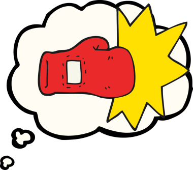 Bir insan tarafından çizilmiş serbest çizim balon karikatür boks eldiveni