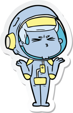 Bir insan tarafından çizilmiş astronotun çizdiği bir çizgi film çıkartması.