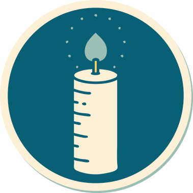 Bir insan tarafından çizilmiş geleneksel bir mum stiliyle dövme çıkartması.