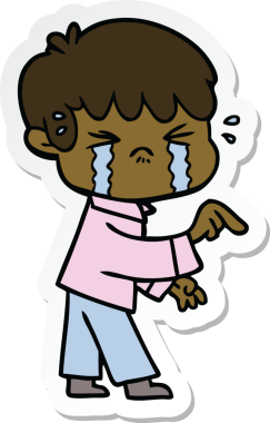 Bir insan tarafından çizilmiş ağlayan çocuk çizgi filmi çıkartması.