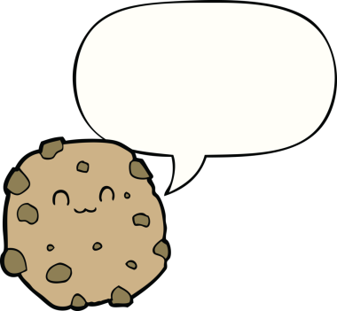 Bir insan tarafından çizilmiş konuşma balonlu bisküvi.