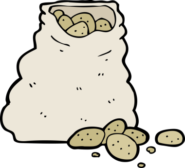 Bir insan tarafından çizilmiş patates çuvalı.