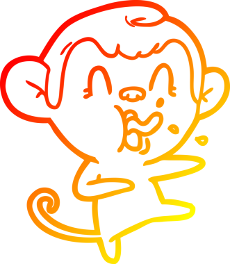 Bir insan tarafından çizilmiş çılgın çizgi film maymunu çizimi.